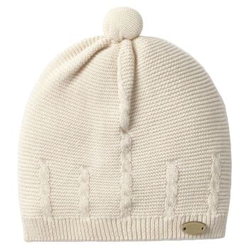 Beige Logo Knitted Baby Hat
