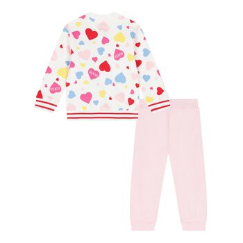 Baby Girls White & Pink Logo Tracksuit