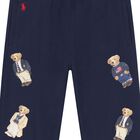 Girls Navy Blue Polo Bear Joggers, 1, hi-res