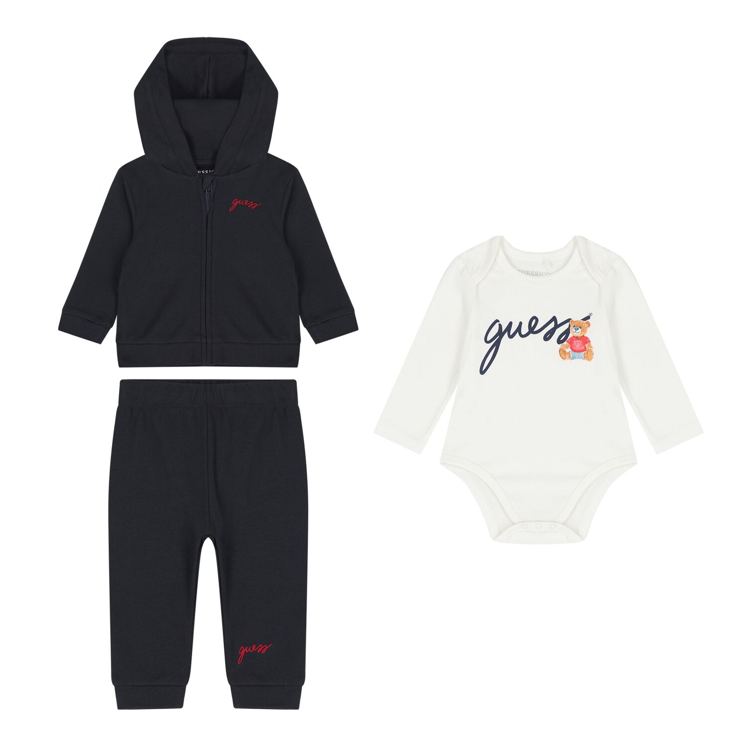 Baby Boys Navy Blue & White Logo Tracksuit Set, 1, hi-res