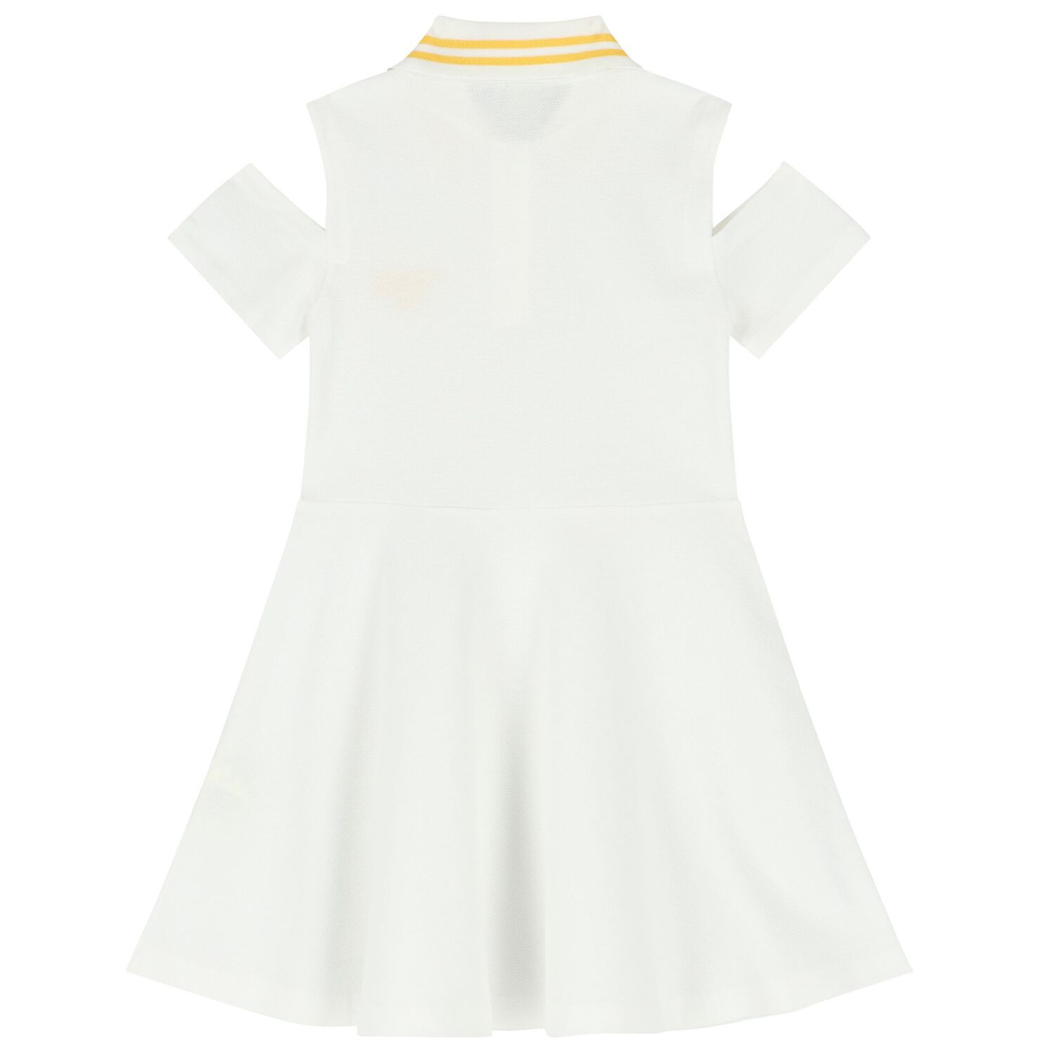 Girls White & Yellow FF Logo Polo Dress, 1, hi-res