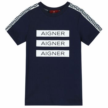 Boys Navy Blue Logo T-shirt