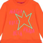 Girls Orange & Grey Star Dress, 1, hi-res