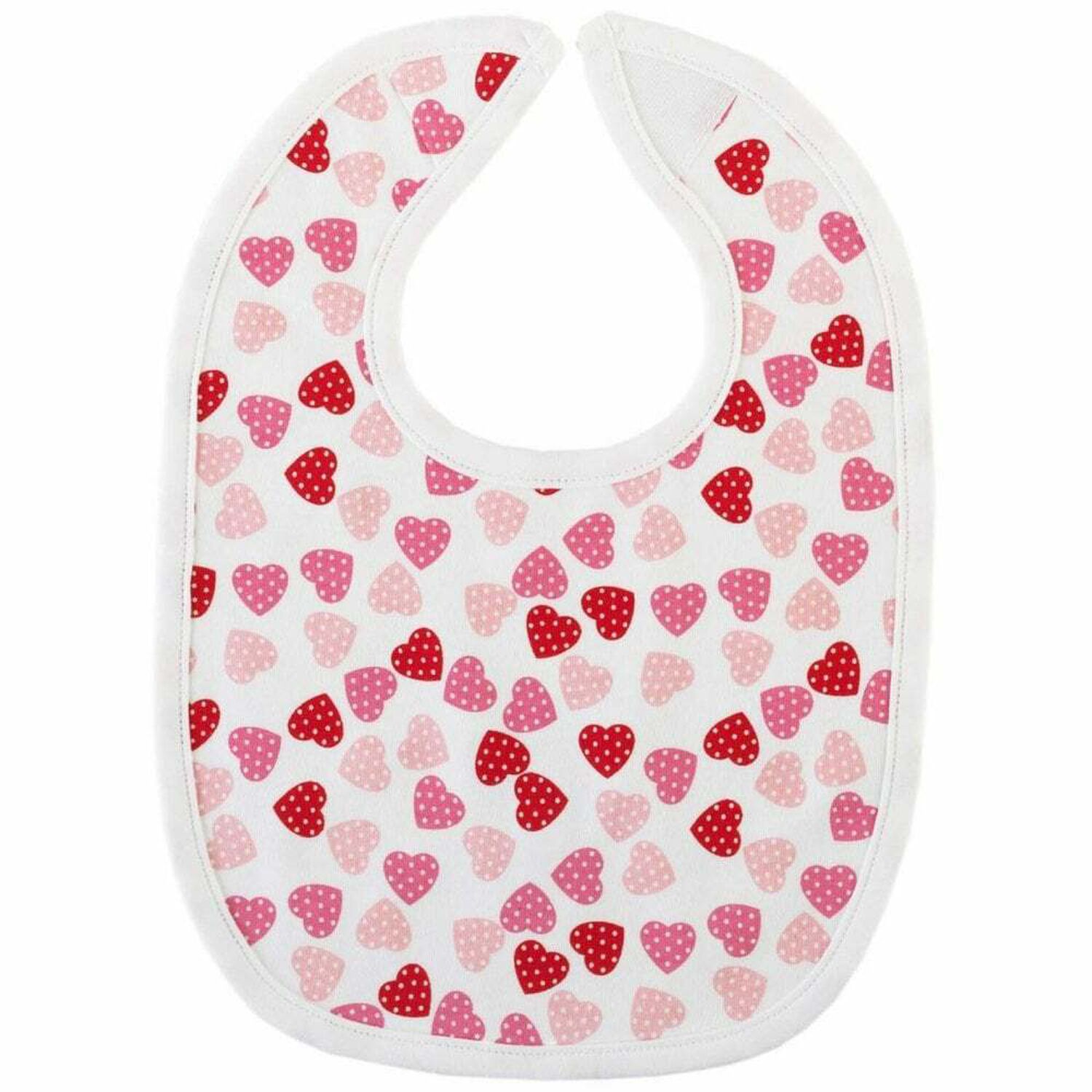 Baby Girls White Heart Bib, 1, hi-res