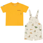 Younger Boys Yellow & Beige Dungaree Set, 1, hi-res