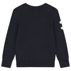 Boys Navy Blue Polo Bear Logo Knitted Sweatshirt, 1, hi-res