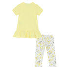 Girls White & Yellow Floral Leggings Set, 1, hi-res