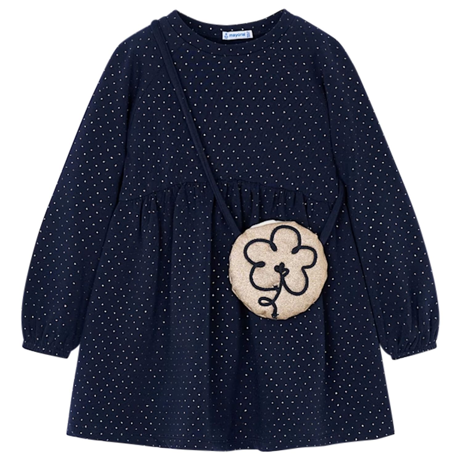 Girls Navy Blue Flower Dress Set, 2, hi-res image number null