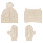 Younger Girls Ivory Knitted 3 Piece Set, 1, hi-res