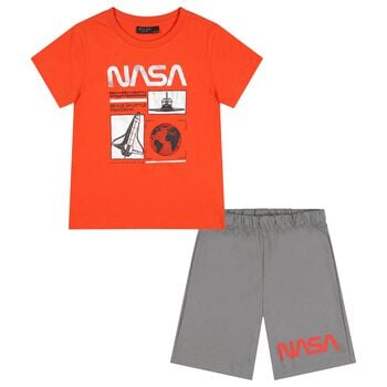 Boys Red & Grey Nasa Shorts Set