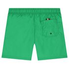 Boys Green Embroidered Logo Swim Shorts, 2, hi-res