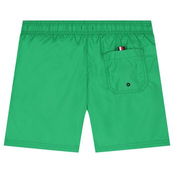 Boys Green Embroidered Logo Swim Shorts