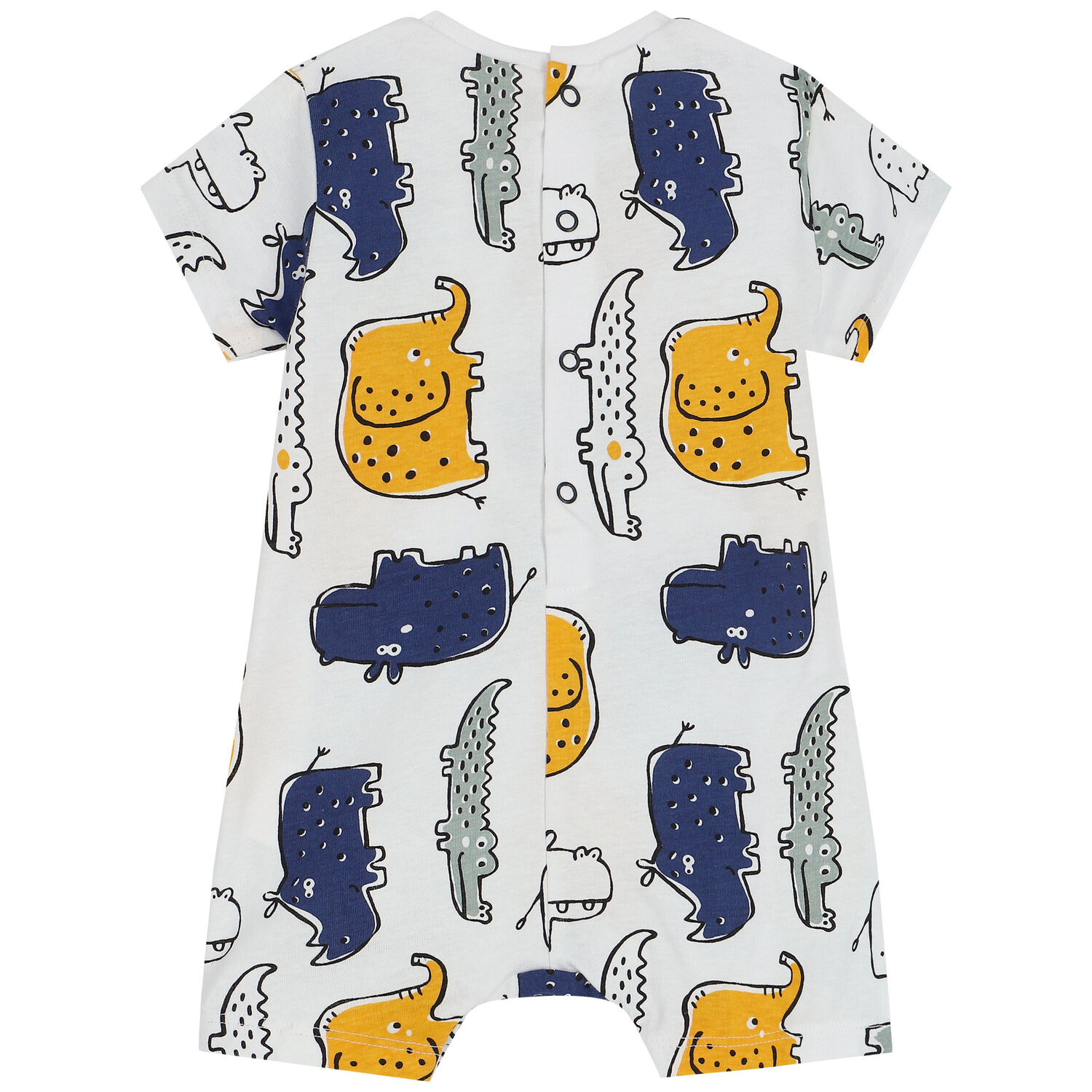 Baby Boys White Animals Romper, 1, hi-res