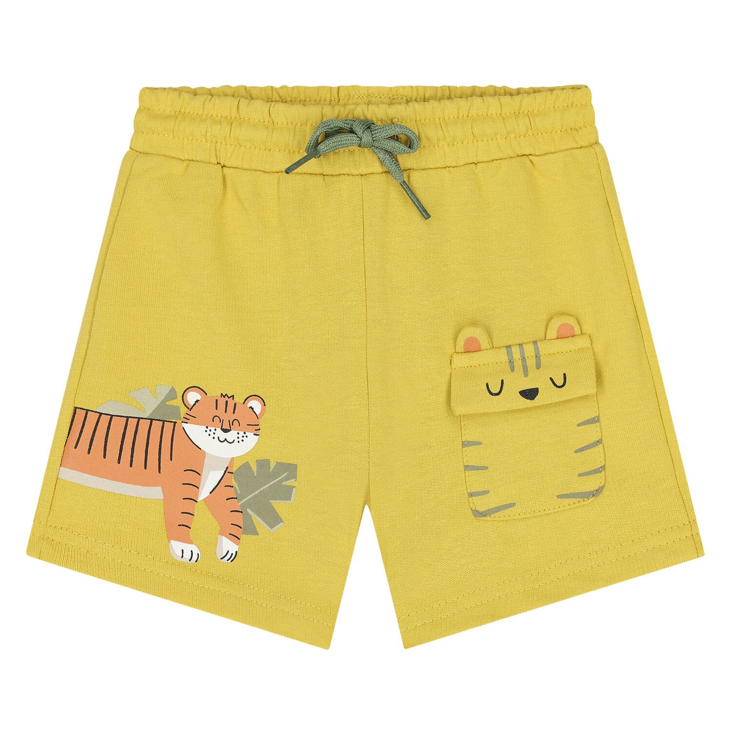 Younger Boys Yellow Tiger Shorts, 1, hi-res