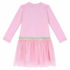 Girls Pink Tulle Logo Dress, 2, hi-res