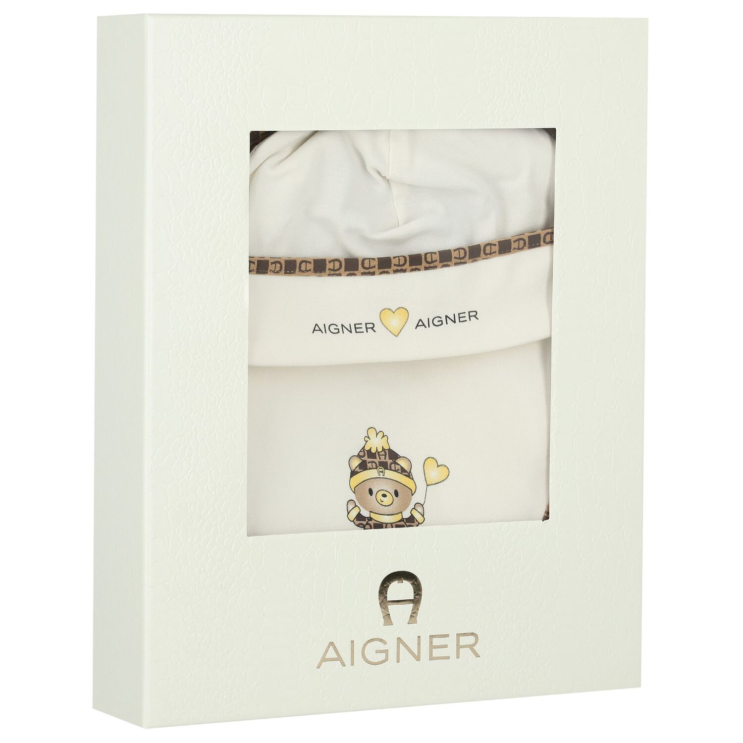 Ivory Teddy Bear Logo Babygrow Set, 1, hi-res