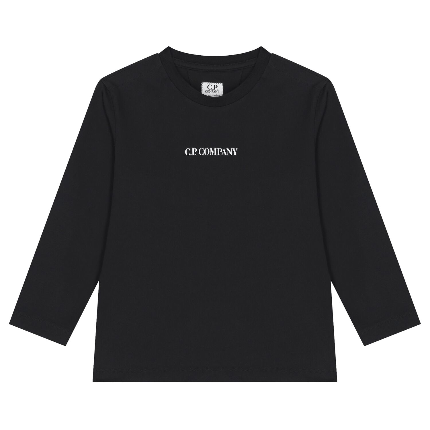 Boys Black Logo Long Sleeve Top , 2, hi-res