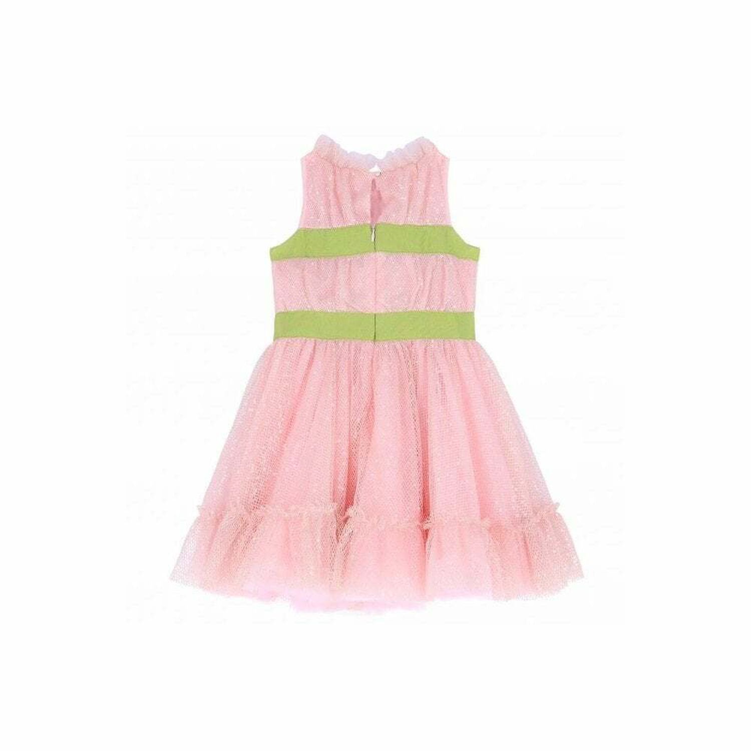 Girls Pink & Green Embellished Dress, 1, hi-res