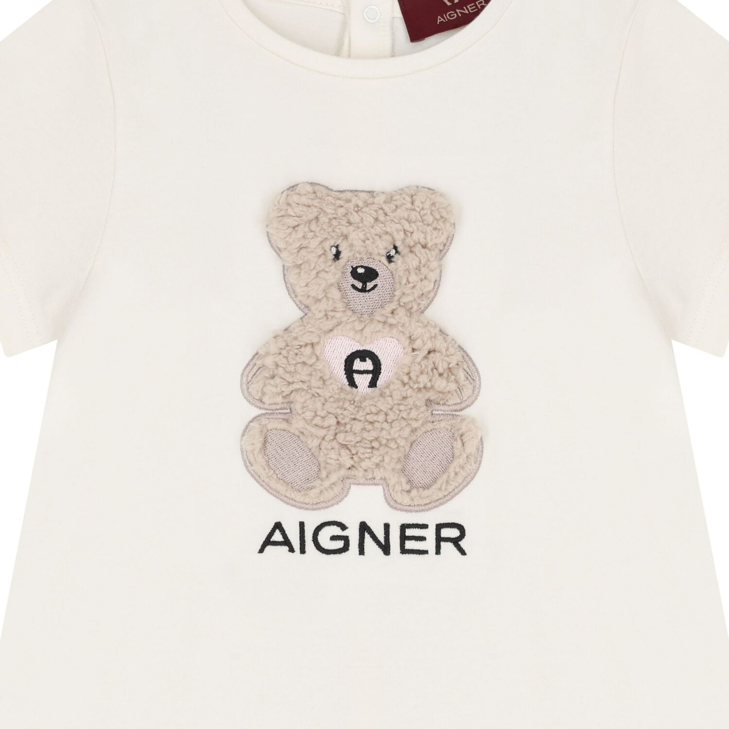 Younger Girls Ivory Teddy Bear Logo Dress, 1, hi-res image number null