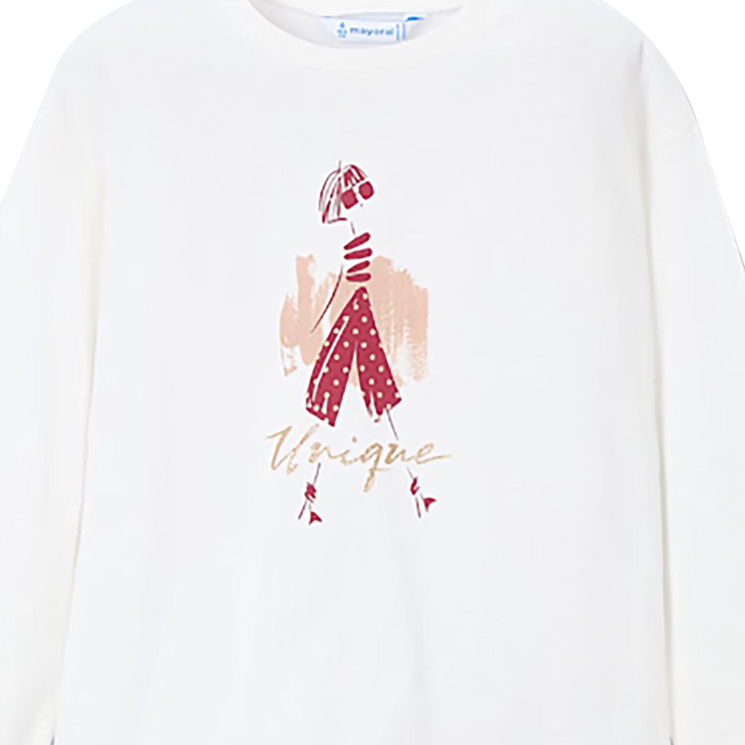 Girls White Long Sleeve Top, 2, hi-res