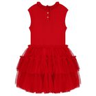 Girls Red Tulle Dress, 1, hi-res