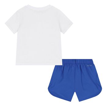 Baby Boys White & Blue Logo Shorts Set