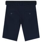 Boys Ivory & Navy Blue Short Set, 1, hi-res