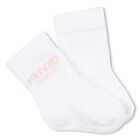 Baby Girls White & Pink Logo Socks ( 2-Pack ), 1, hi-res