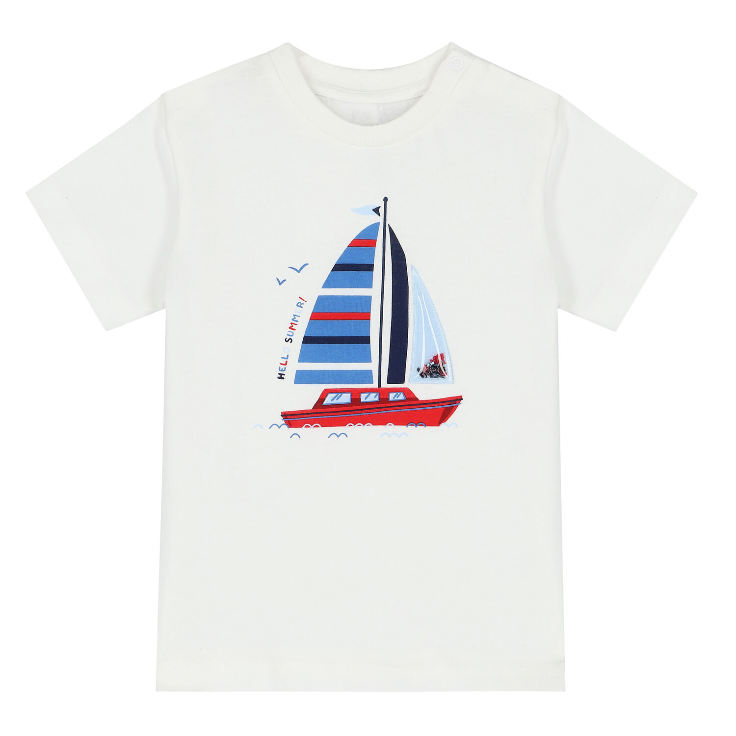 Younger Boys White Sail Boat T-Shirt, 2, hi-res