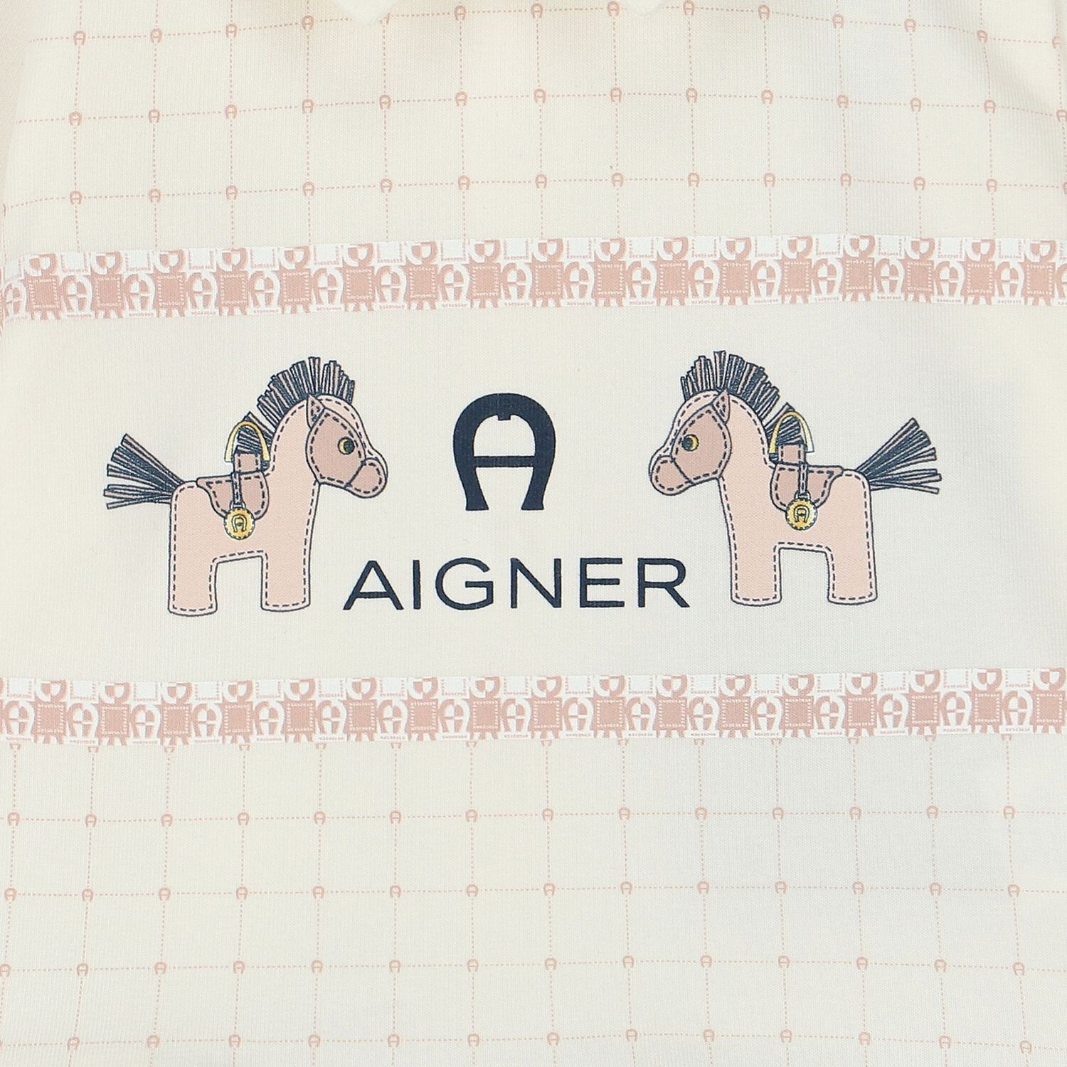 Ivory & Beige Horse & Logo Babygrow, 1, hi-res