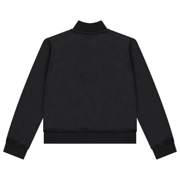 Girls Black Logo Zip Up Top