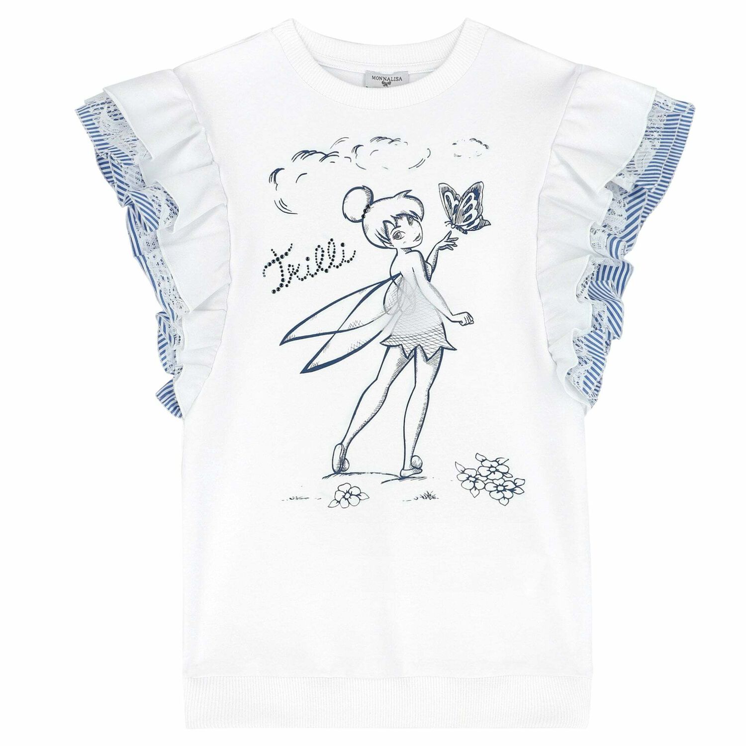 Girls White & Blue Tinker Bell Jumper Dress, 1, hi-res