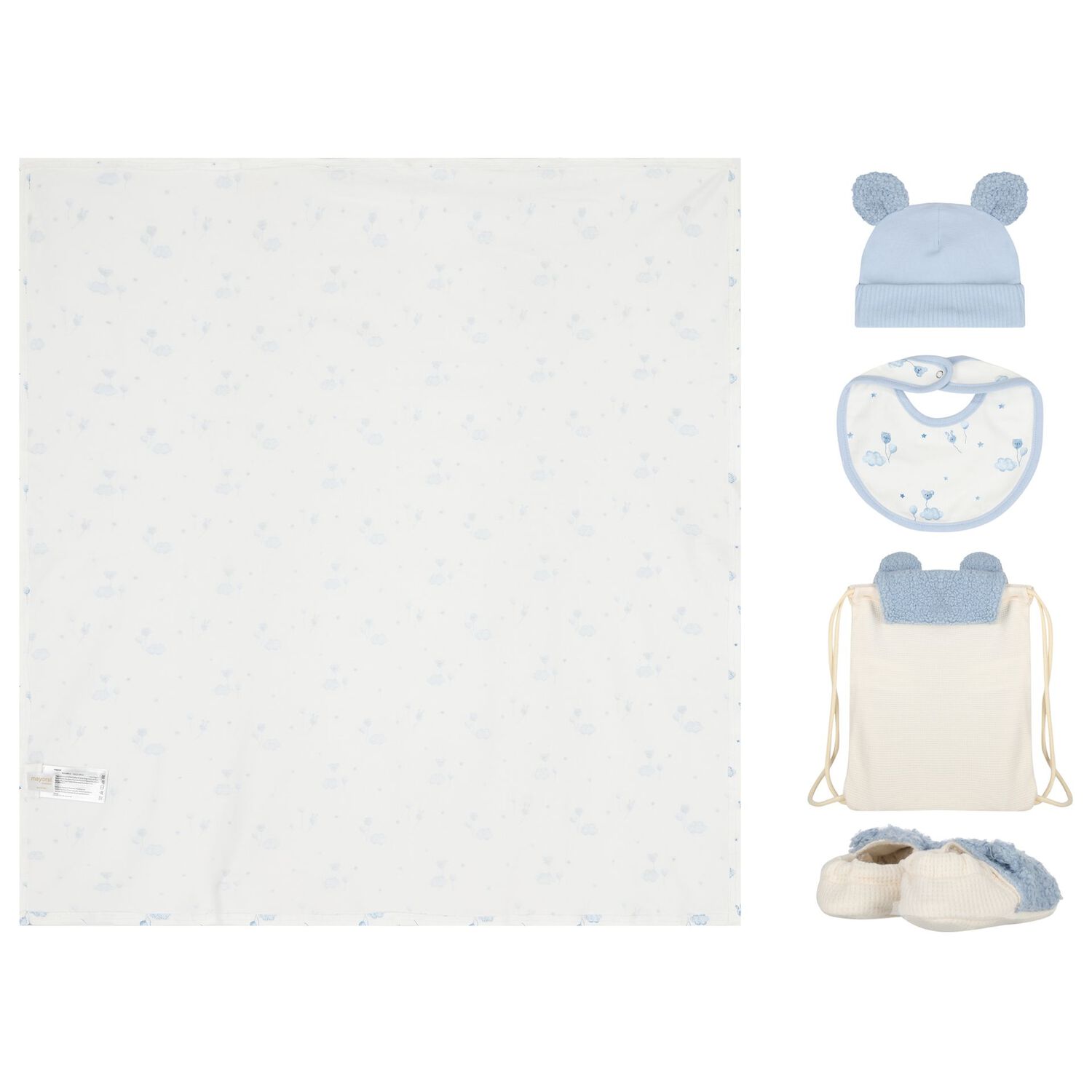 Baby Boys Blue & White Teddy Bear Gift Set, 3, hi-res