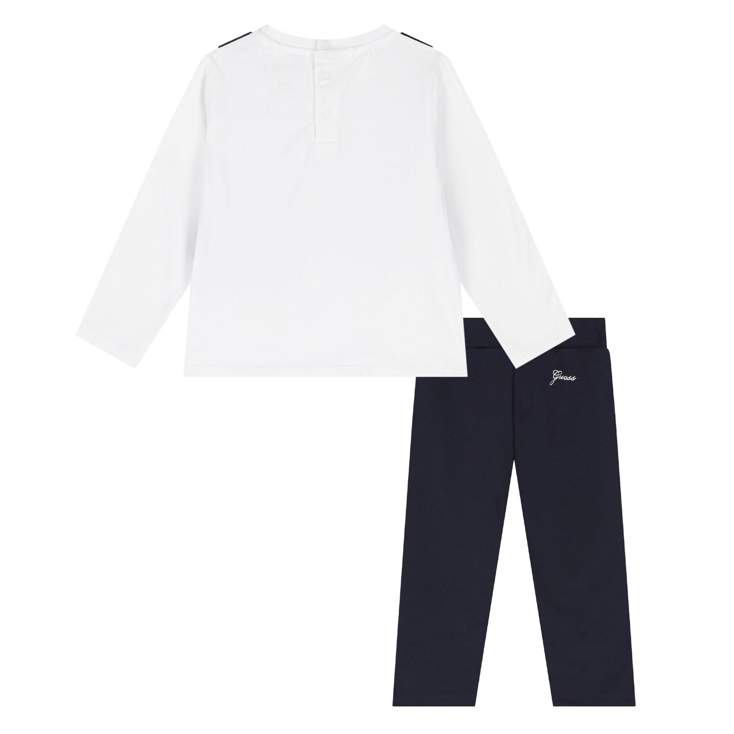 Baby Boys White & Navy Blue Trousers Set, 1, hi-res