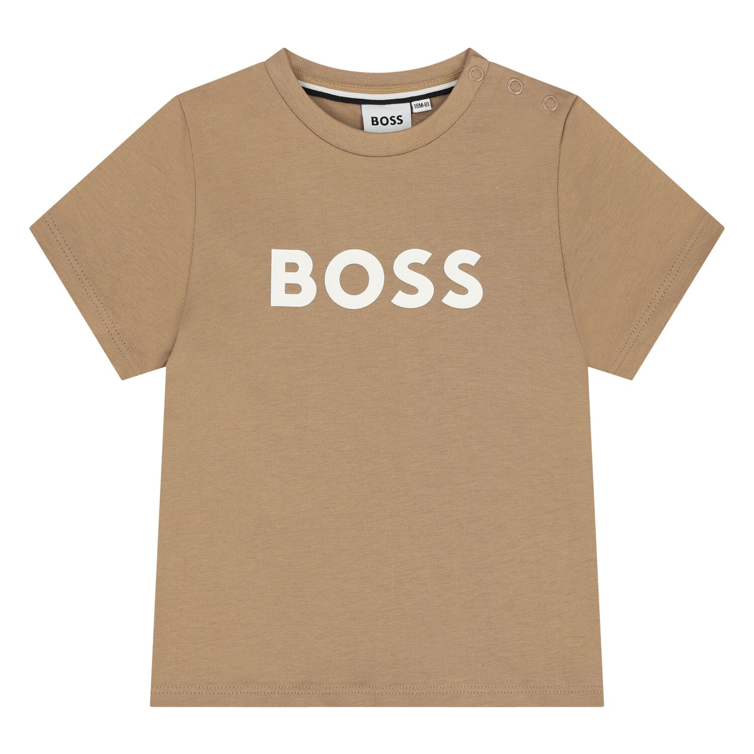 Younger Boys Mini Me Beige Logo T-Shirt, 9, hi-res