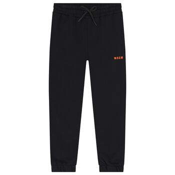 Boys Black Embroidered Logo Joggers
