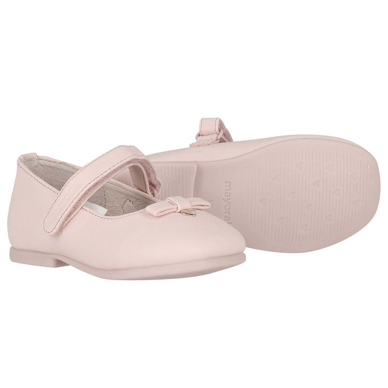 Younger Girls Pink Bow Ballerina Shoes, 2, hi-res
