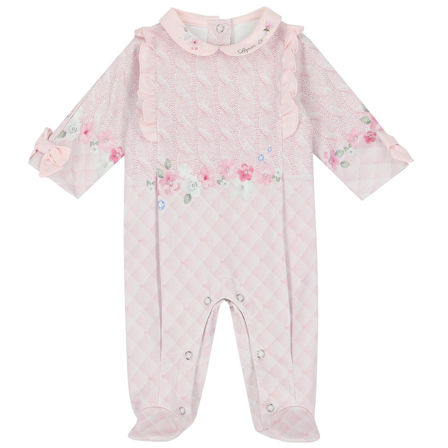 Baby Girls Pink Ruffled Babygrow, 1, hi-res