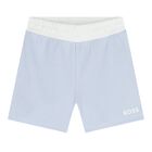 Baby Boys White & Blue Knitted Shorts Set, 2, hi-res