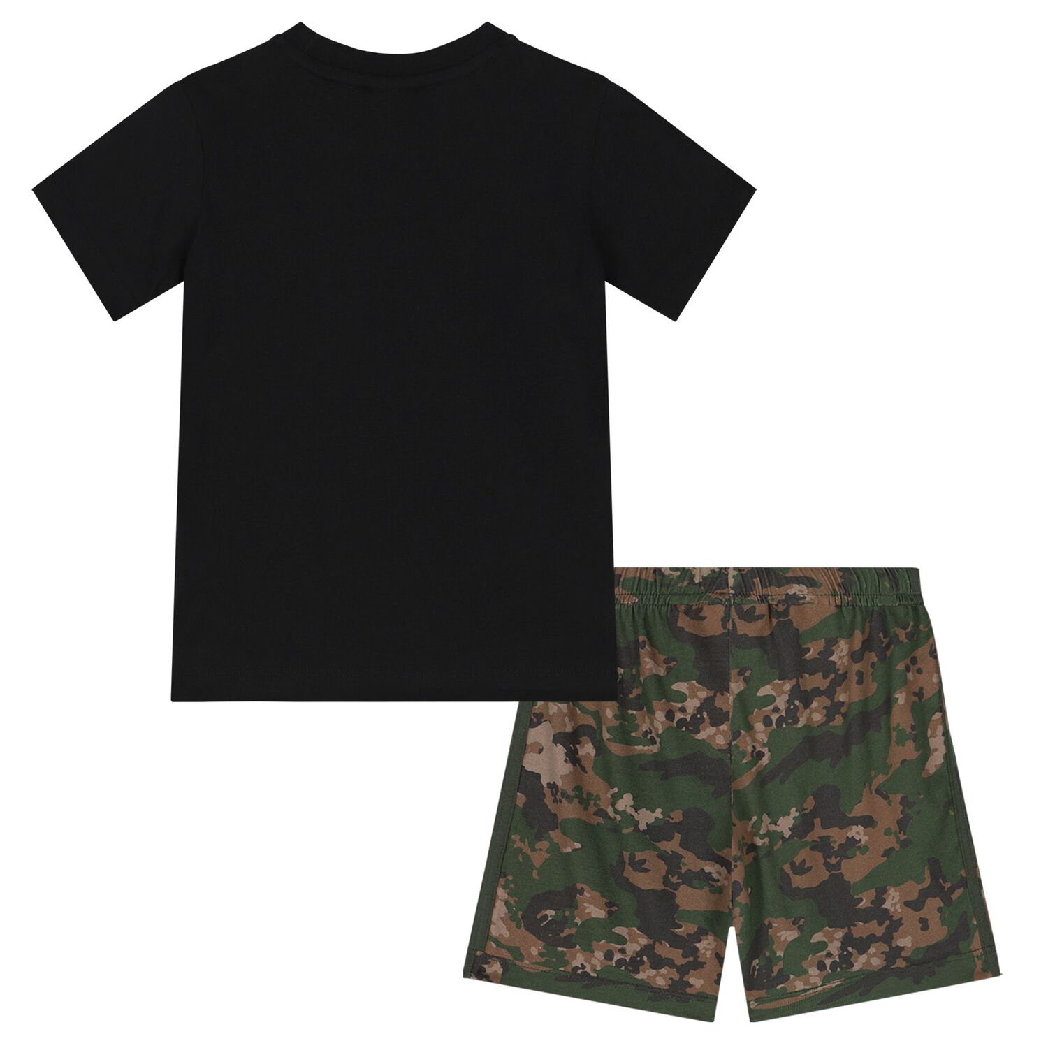 Black & Green Trefoil Logo Camouflage Shorts Set, 1, hi-res image number null