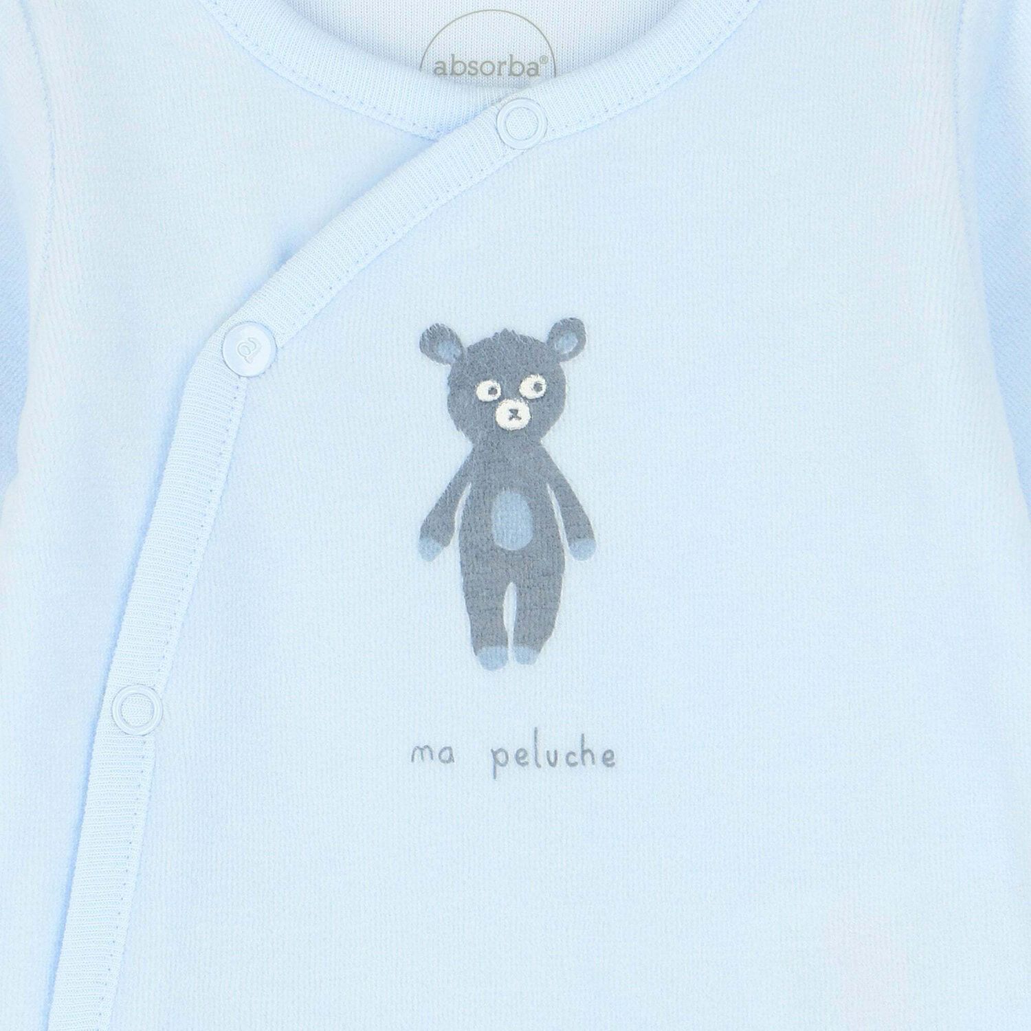 Boys Blue Velour Babygrow, 1, hi-res