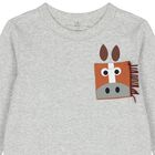 Boys Grey Horse Long Sleeve Top, 1, hi-res