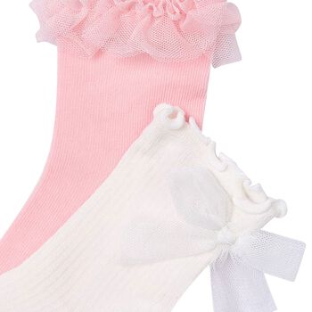 Girls Pink & White Socks ( 2-Pack ) 