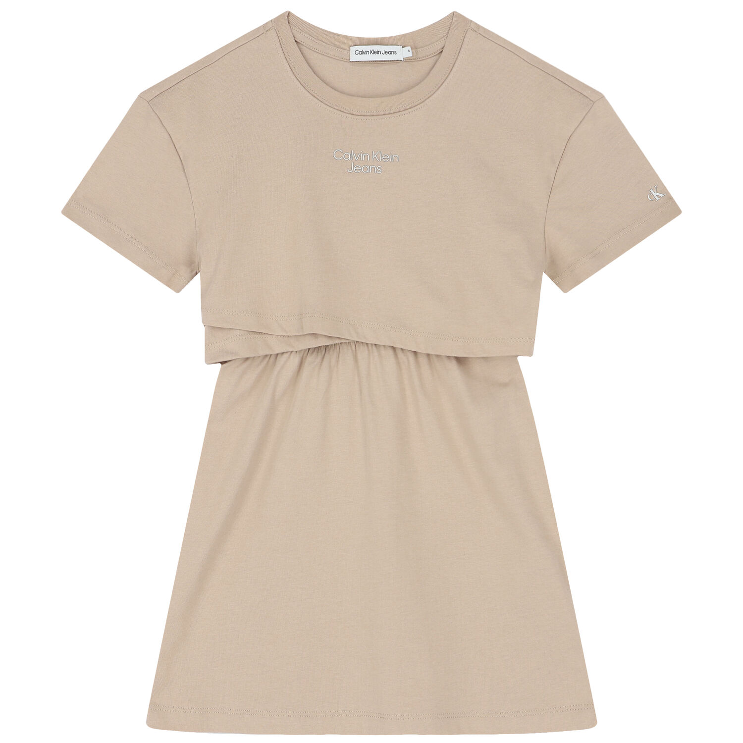 Girls Beige Logo Dress, 1, hi-res image number null