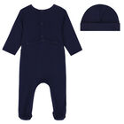 Baby Boys Navy Logo Babygrow Set, 1, hi-res