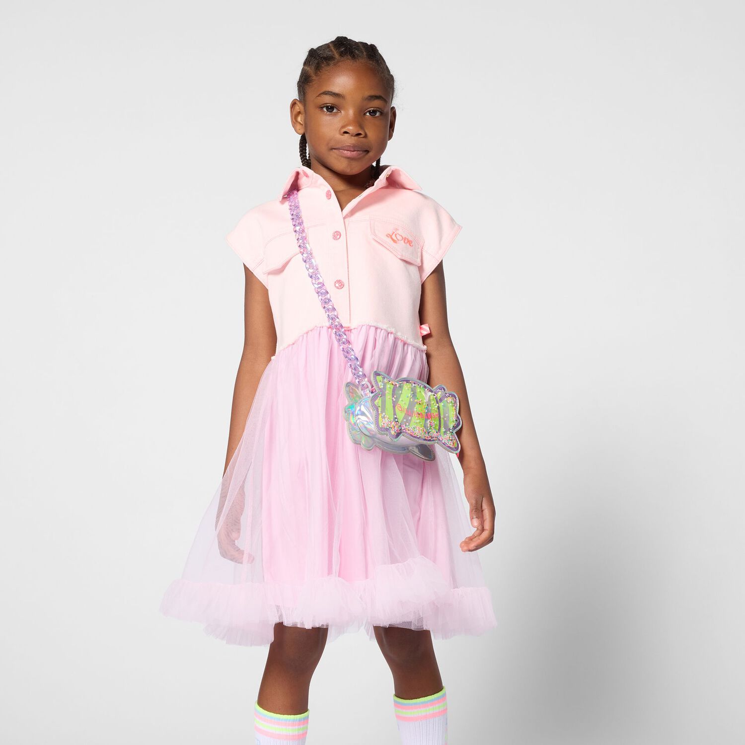 Girls Purple & Silver Candy Logo Handbag, 1, hi-res