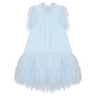Girls Blue Sequin Tulle Dress, 1, hi-res