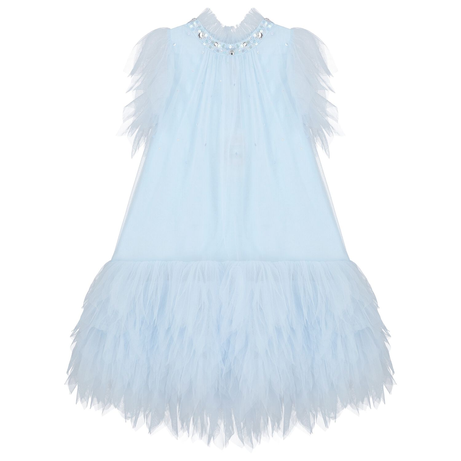 Girls Blue Sequin Tulle Dress, 1, hi-res image number null