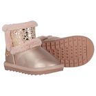 Younger Girls Rose Gold Faux Leather Boots, 4, hi-res