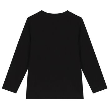 Boys Black Logo Long Sleeve Top